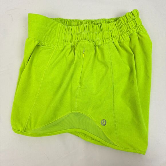 LULULEMON Hotty Hot Short II *Long 4” Size 4 Highlight Yellow/Green B10 - Picture 4 of 7